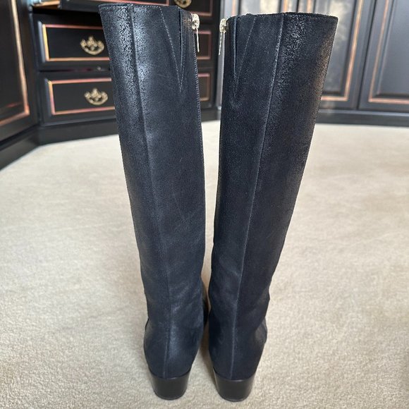 Jimmy Choo Black Leather Knee High Riding Boots - Picture 6 of 8